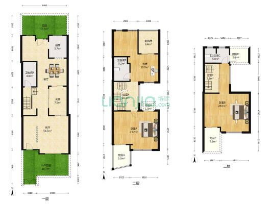 复地翠堤苑(别墅) 3室1厅3卫 197平方