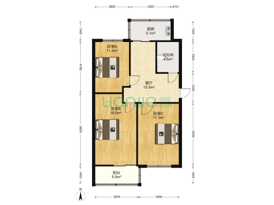 南内环街南三巷8号院 3室1厅1卫 90平方