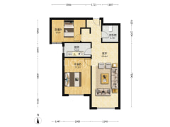 K2狮子城南区 2室1厅 南-涿州K2狮子城南区户型图