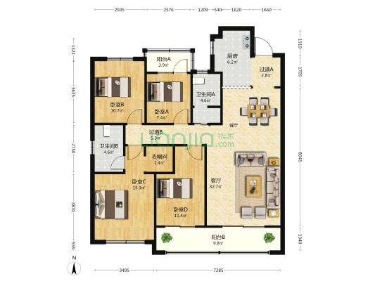 新城雅樾 4室1厅2卫 143平方