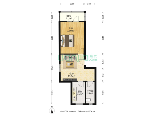 五建西固小区西区 1室1厅1卫 43平方