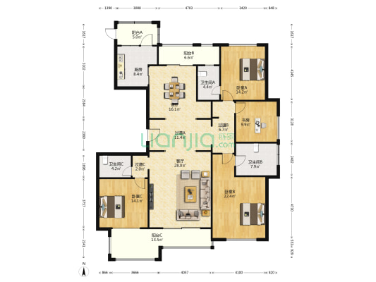 金水湾公馆 4室2厅3卫 200平方