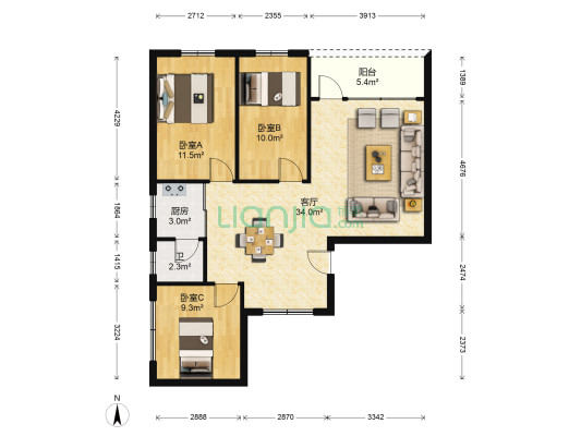 富盛楼 3室1厅1卫 104平方