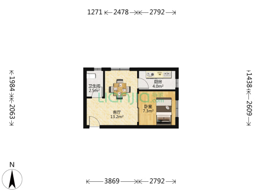尚品精舍 1室1厅1卫 41平方