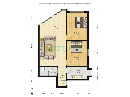 带湖路63号 2室1厅1卫 89平方