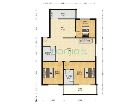 胜利街135号 3室2厅2卫 131平方