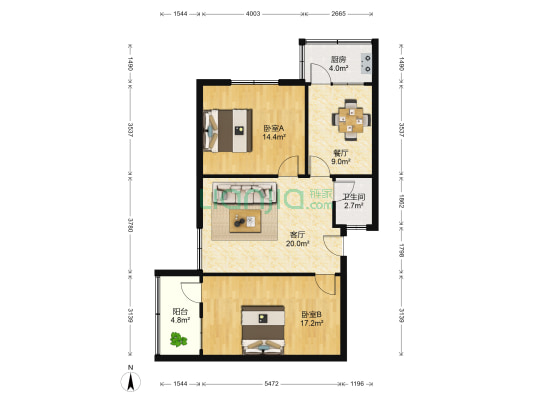 经十路17780 2室2厅1卫 82平方