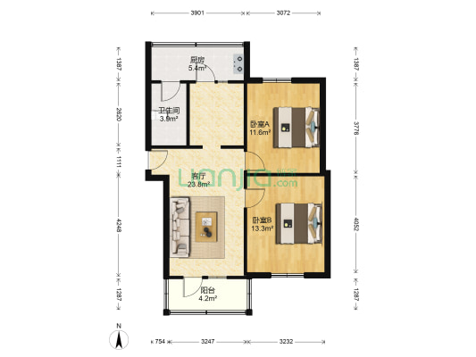 新源巷5号 2室1厅1卫 63平方
