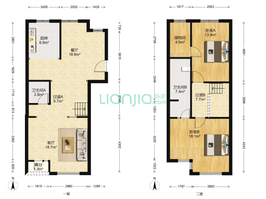 亚泰樱花苑 2室2厅2卫 153平方
