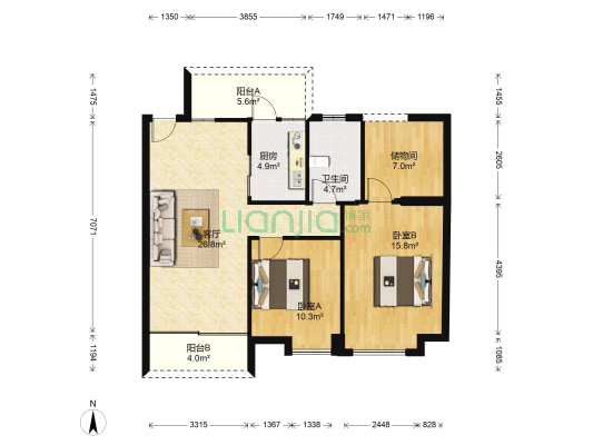北大资源御湾 2室1厅1卫 93平方