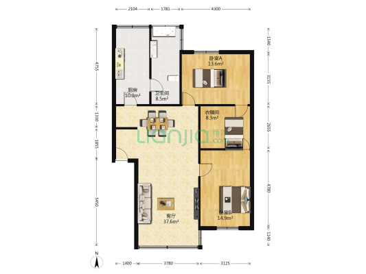 金桂园(锦江) 2室1厅1卫 110平方