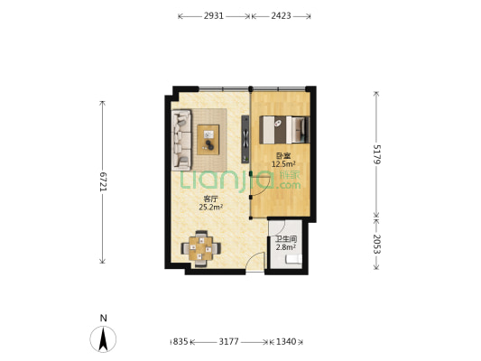 永嘉大厦住宅小区 1室1厅1卫 58平方
