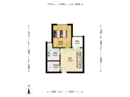 尚品格蓝 1室1厅1卫 47平方