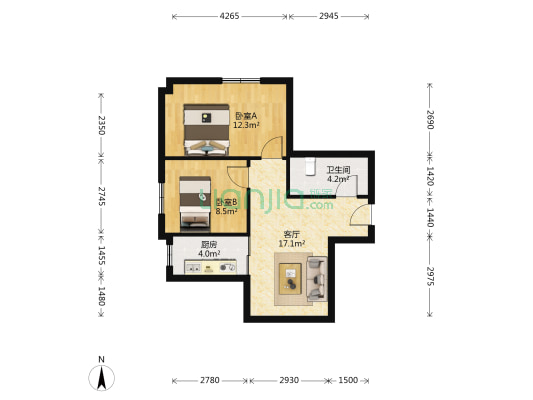 东风楼社区 2室1厅1卫 61平方