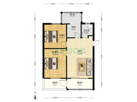 九站小区 2室1厅1卫 90平方
