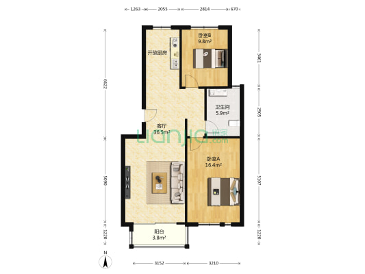 海岸风情 2室1厅1卫 149平方