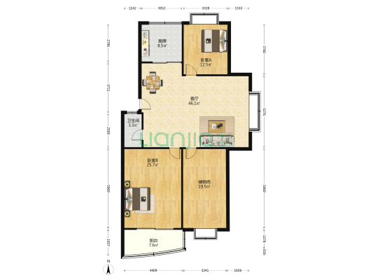 济南联谊润通住宅楼 2室1厅1卫 151平方
