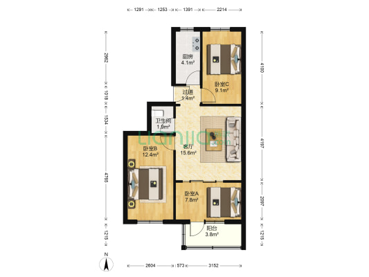 王公坟社区 3室1厅1卫 71平方