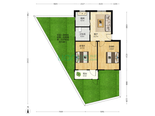 九华山小区 2室1厅1卫 68平方
