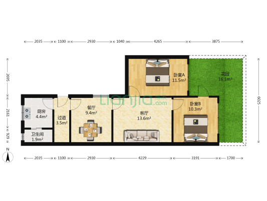 大学路110号 2室2厅1卫 58平方