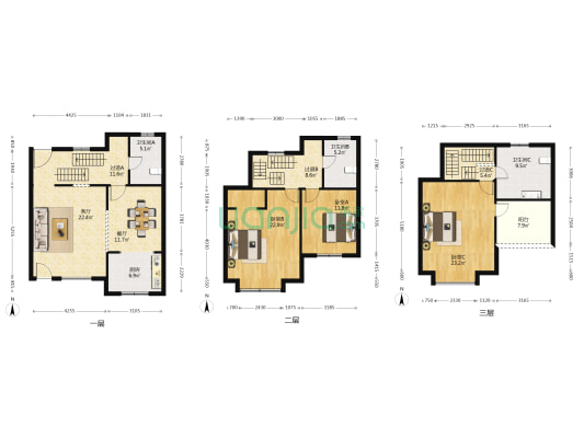 澳洲国际花园(别墅) 3室2厅3卫 219平方