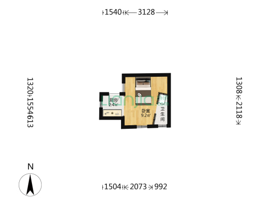 延中小区 1室0厅1卫 16平方