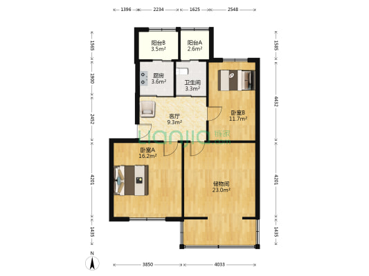 铁十二局医院宿舍 2室1厅1卫 82平方