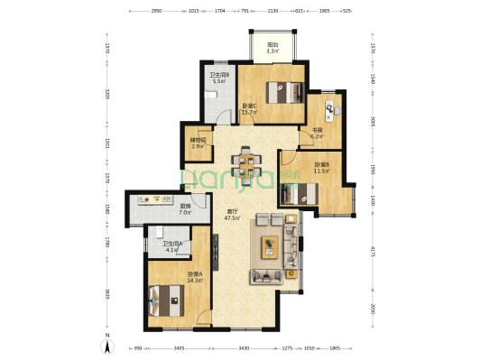 永业仁德坊 4室1厅2卫 167平方