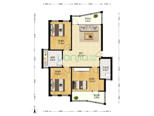 黑山小区 3室1厅1卫 99平方