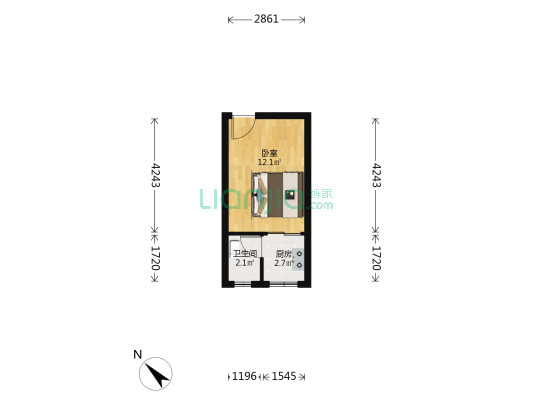 菁英领地 1室0厅1卫 26平方