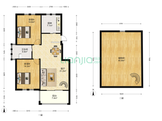 东冠逸家 2室1厅1卫 98平方