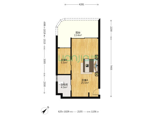 虹海湾二期 2室0厅1卫 60平方