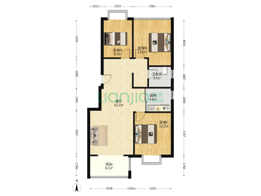 通宇林景紫园 3室1厅1卫 96平方