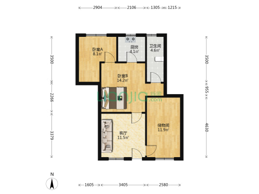 驻地审计局住宅楼 2室1厅1卫 57平方