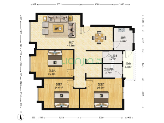 养鱼还建房 3室1厅2卫 125平方