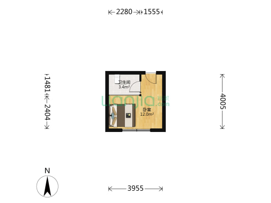 蓝钻国际 1室0厅1卫 25平方