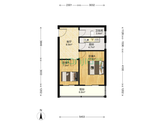 聚隆C区 2室1厅1卫 63平方