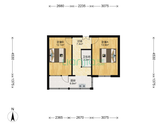 司法厅宿舍 2室0厅1卫 47平方