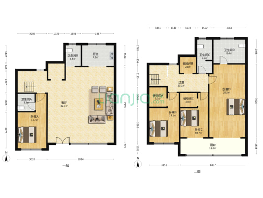 中国铁建龙泉山居 4室1厅4卫 227平方