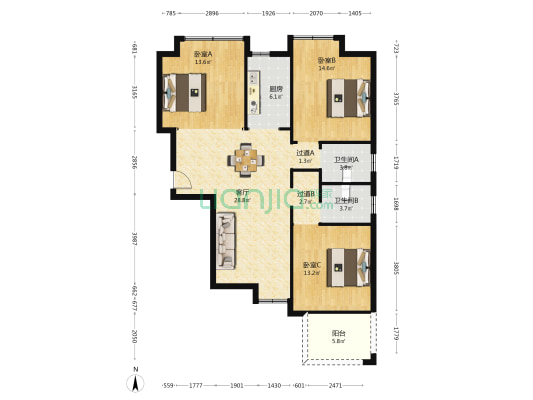 和居翠湖新著 3室1厅2卫 119平方
