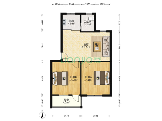 振兴东路75号 2室1厅1卫 72平方