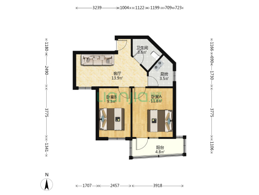 石油新村三区 2室1厅1卫 56平方