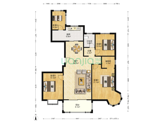恒盛豪庭 4室1厅1卫 146平方