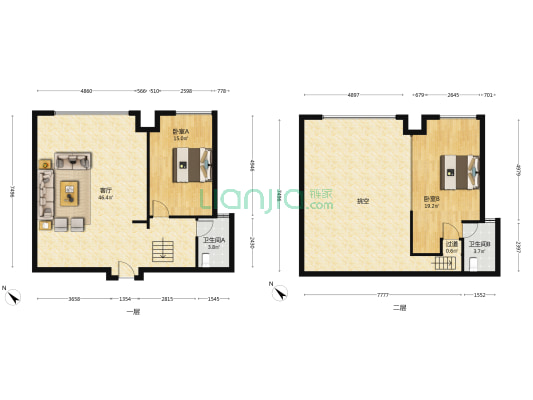 恒大曹家巷广场三期 2室1厅2卫 103平方
