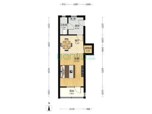 福建中路195弄 1室1厅1卫 39平方