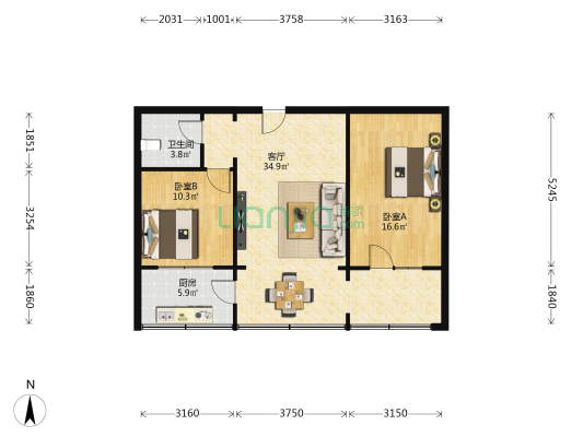 兰州市西园农工商公司第三停车场家属楼 2室1厅1卫 83平方
