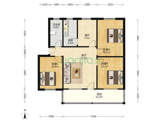 质量监督站431号 3室2厅1卫 89平方