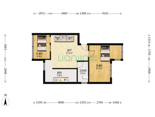 碧湖正街2号 2室1厅1卫 68平方