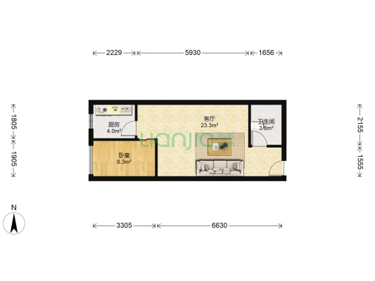 弘德缘 1室1厅1卫 53平方