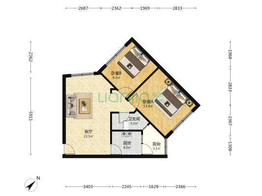 石人南路37号 2室1厅1卫 69平方